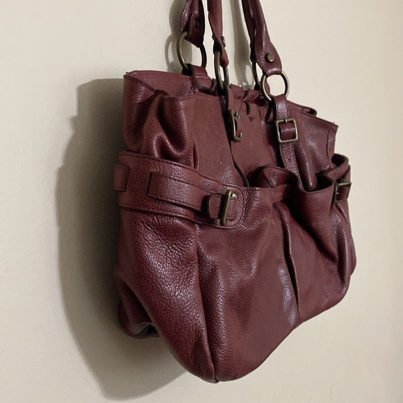 Plinio Visona Elegant Burgundy Leather Tote Bag women Large boho Y2K avant-garde - Picture 7 of 15